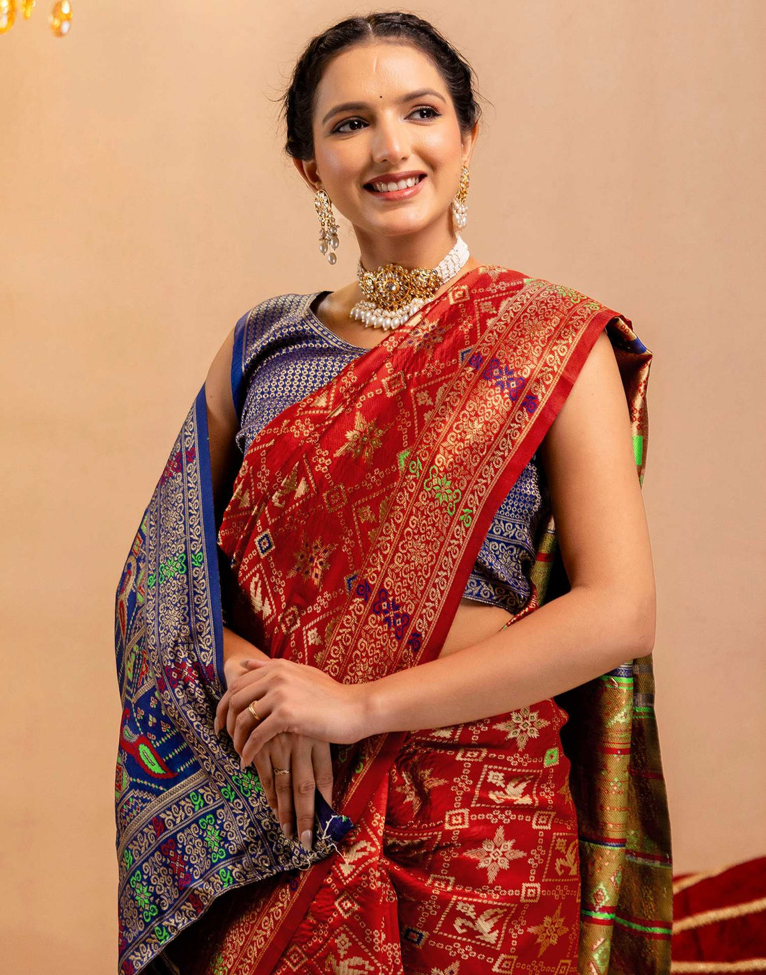 Maroon Silk Woven Patola Saree