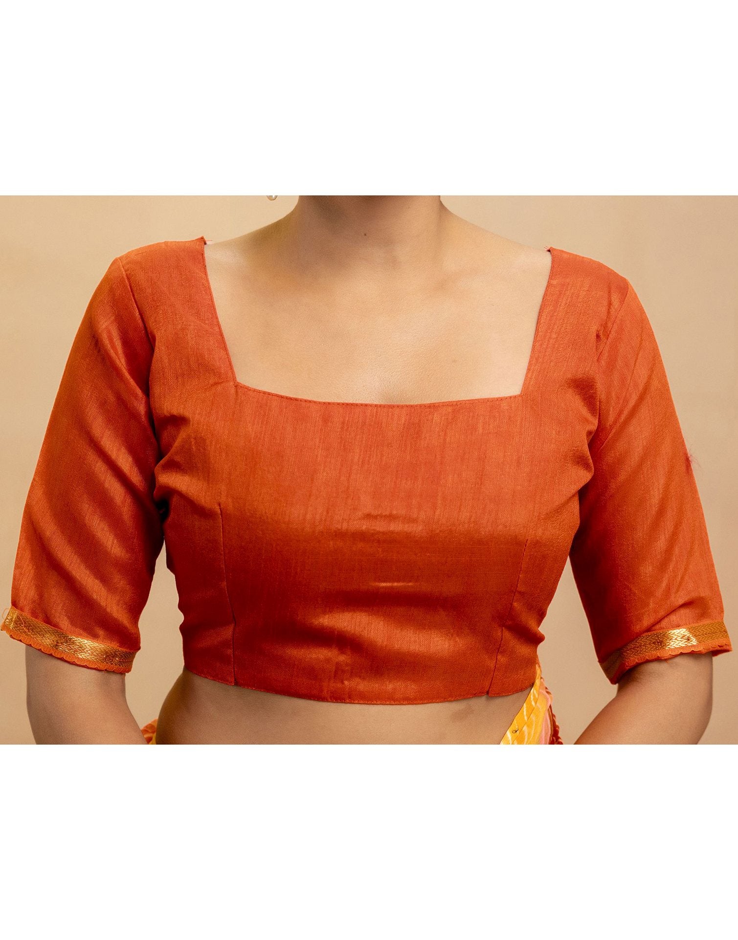 Orange Chiffon Mirror Work Laheria Printed Saree