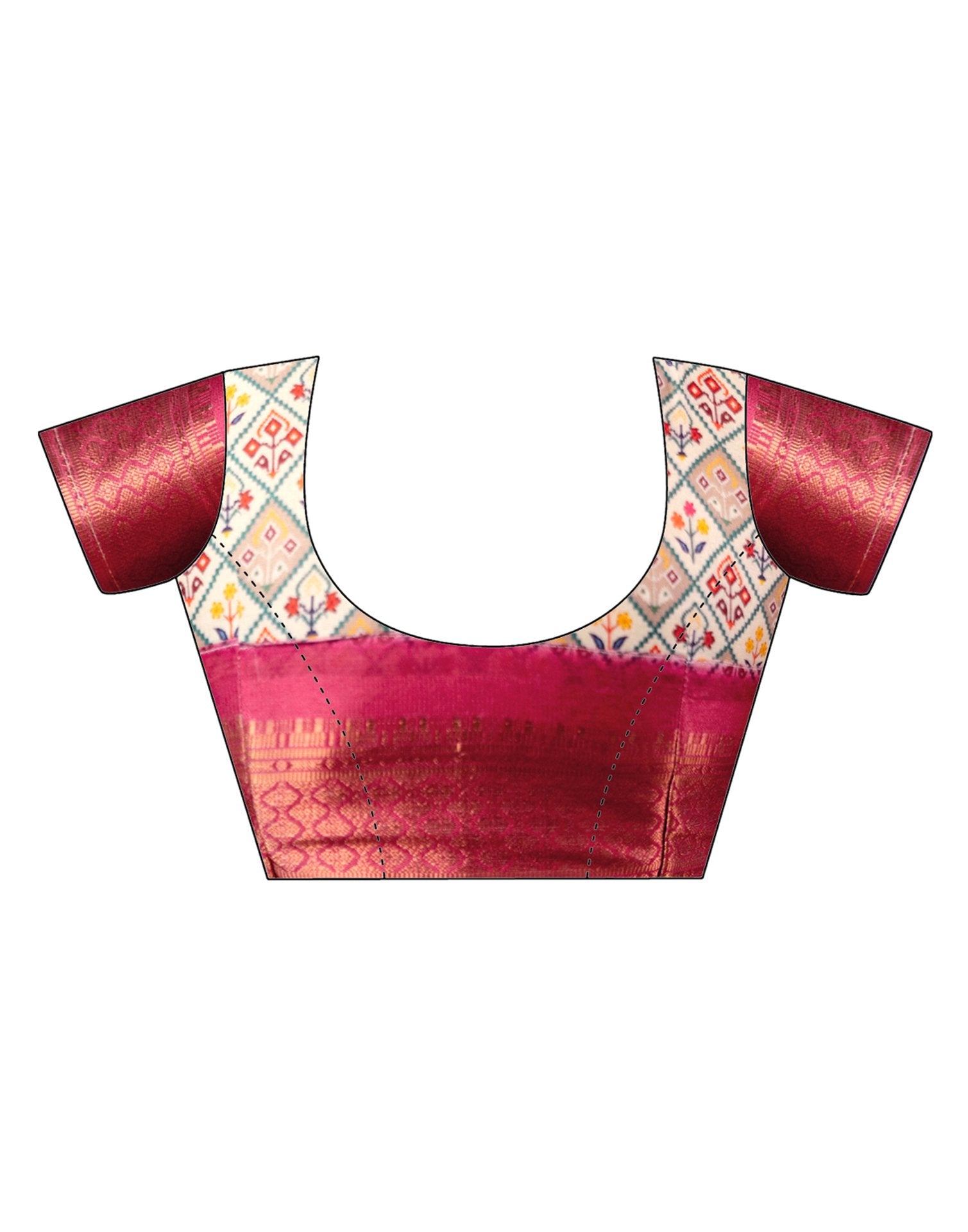 Off White Silk Printed Woven Border Saree