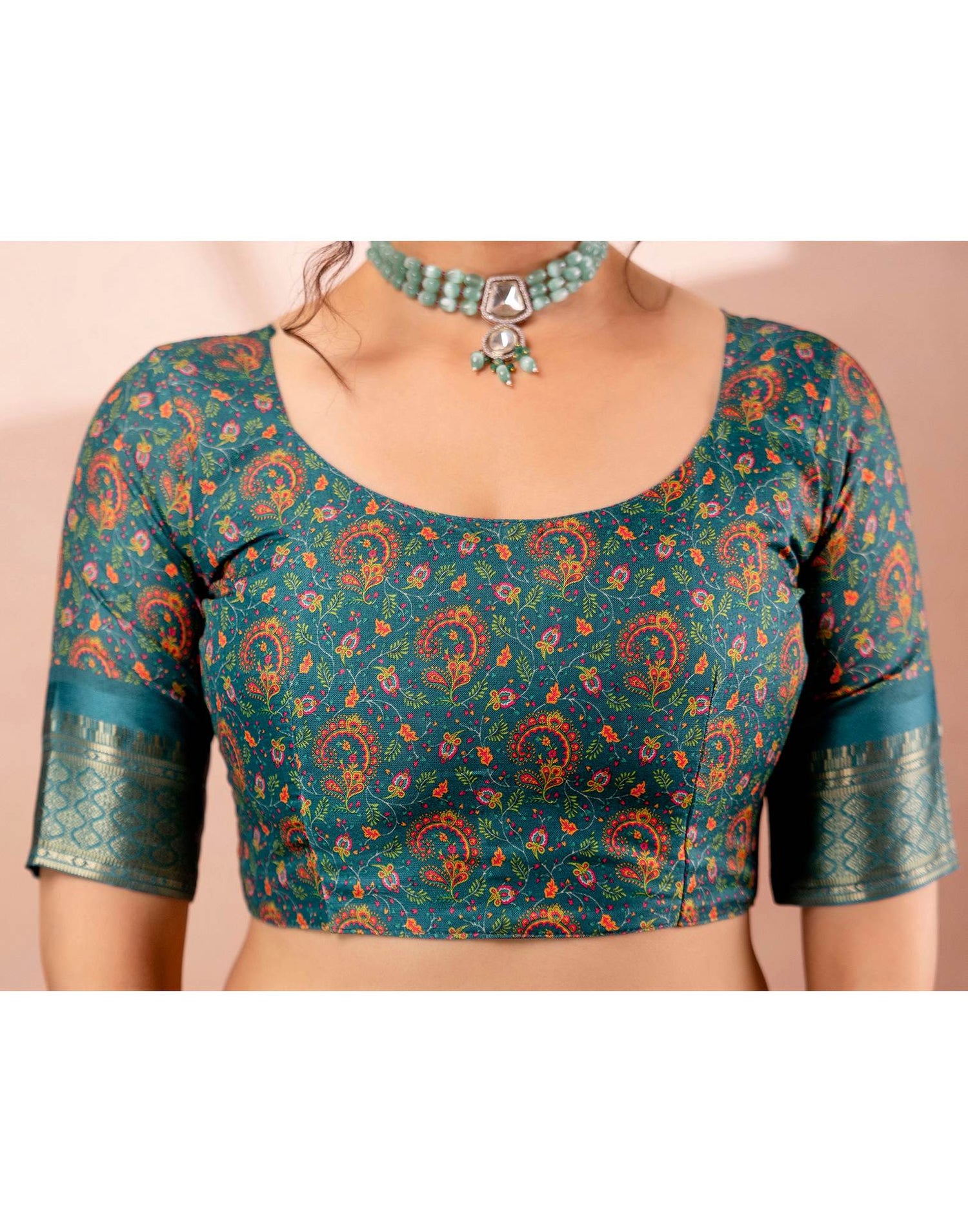 Brown Silk Kalamkari Printed Woven Border Saree