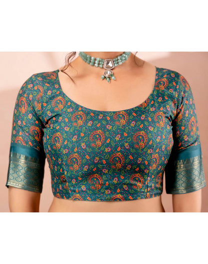 Brown Silk Kalamkari Printed Woven Border Saree