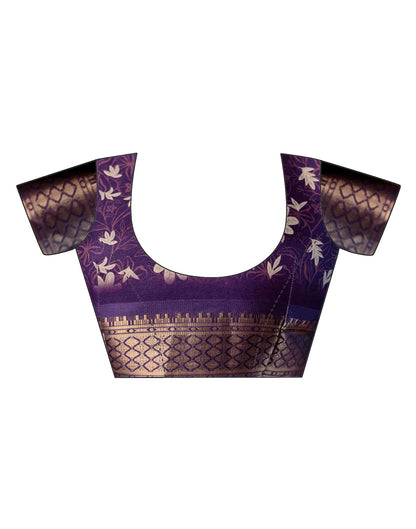 Dark Beige Silk Printed Woven Border Saree