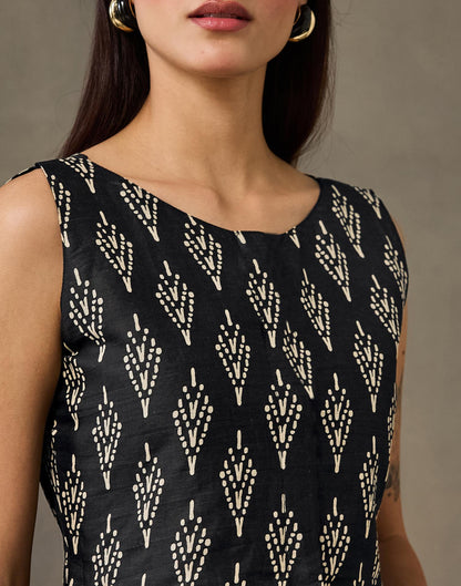 Dark Grey Cotton Printed Kalamkari Saree
