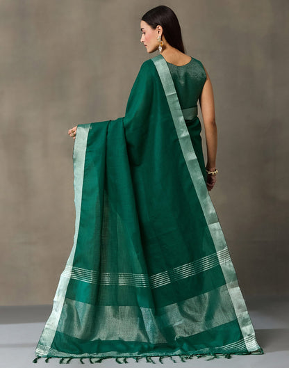 Green Cotton Woven Saree