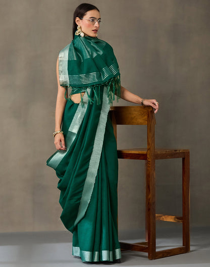 Green Cotton Woven Saree