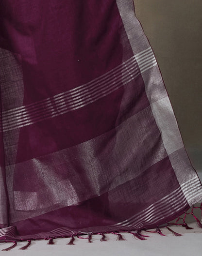 Purple Cotton Woven Saree
