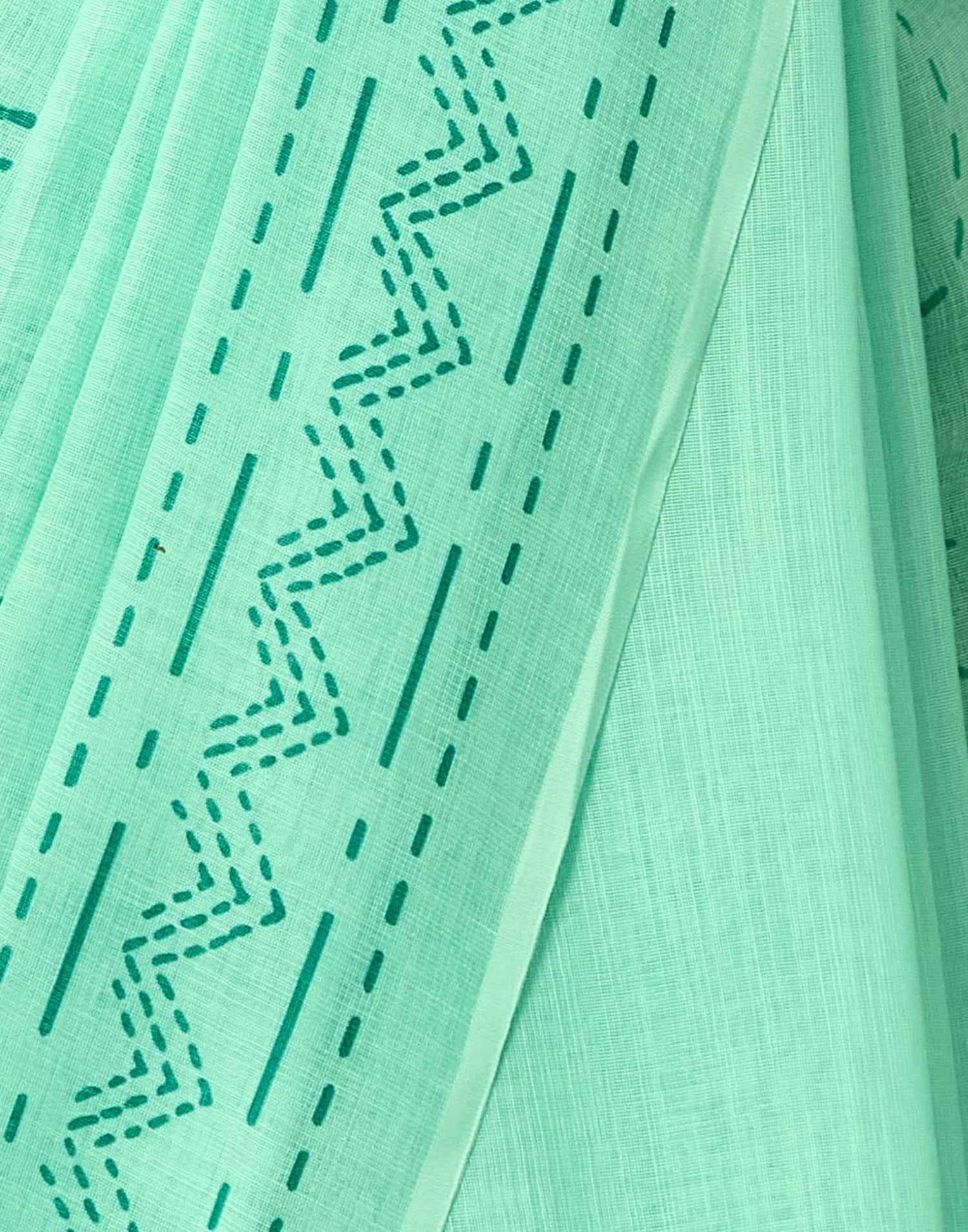 Light Mint Green Linen Printed Saree