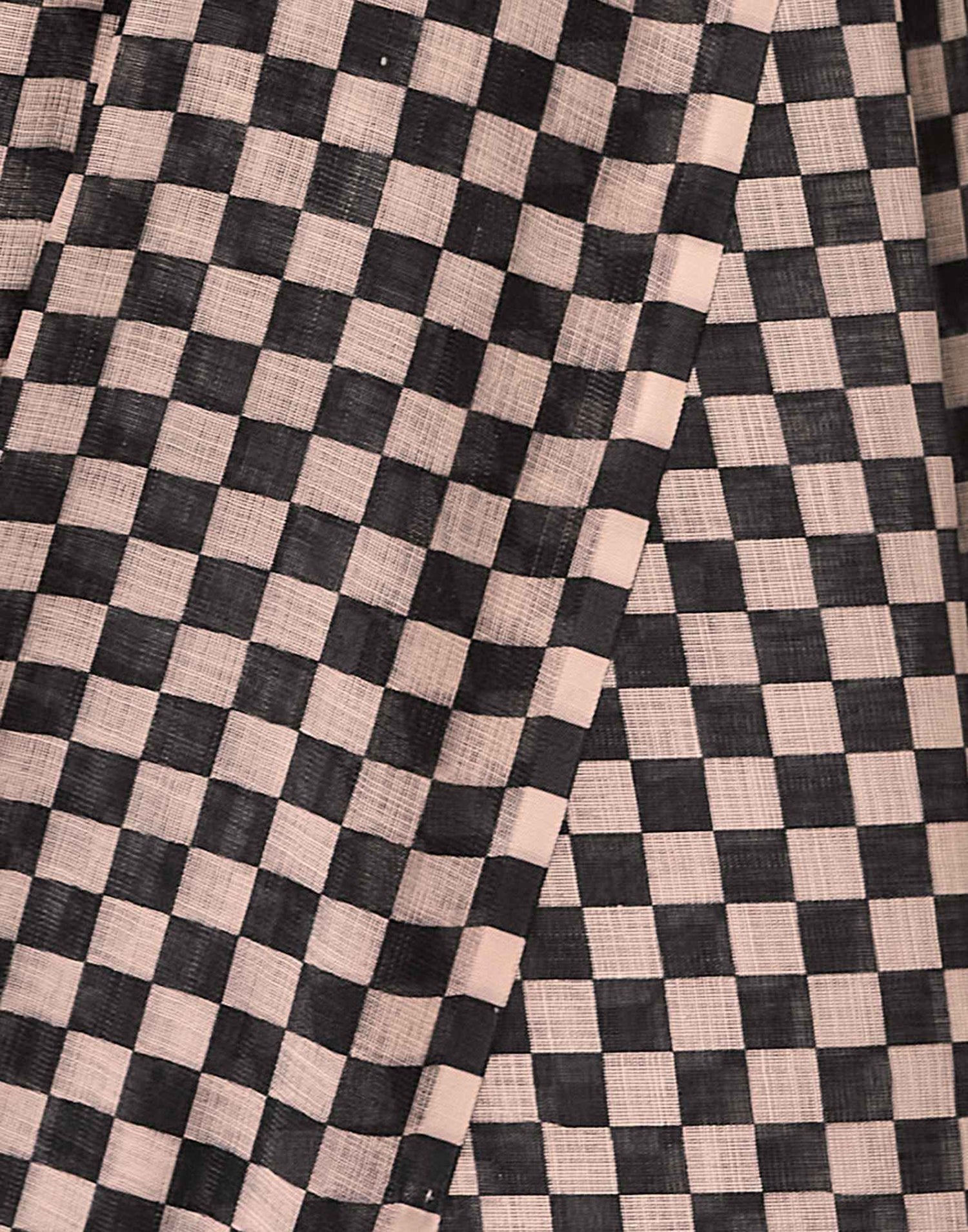 Black Linen Checkered Printed Saree