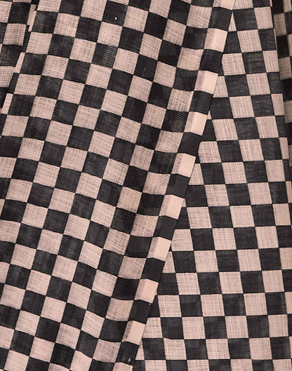 Black Linen Checkered Printed Saree