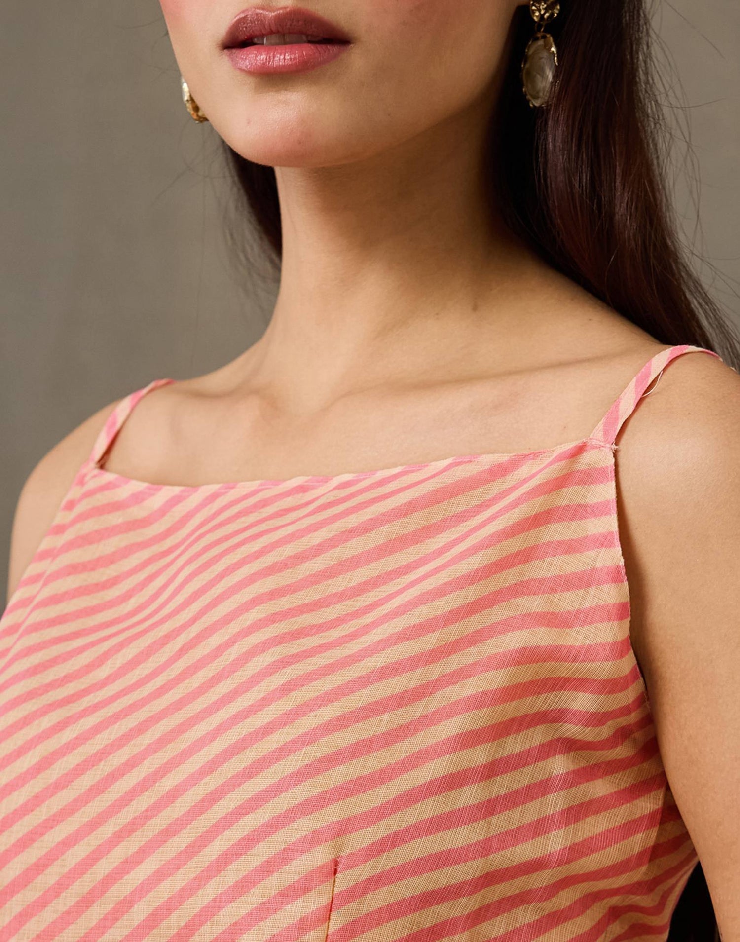 Peach Linen Printed Saree