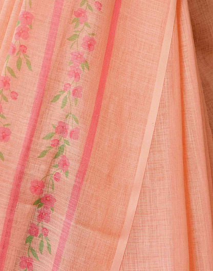 Peach Linen Printed Saree
