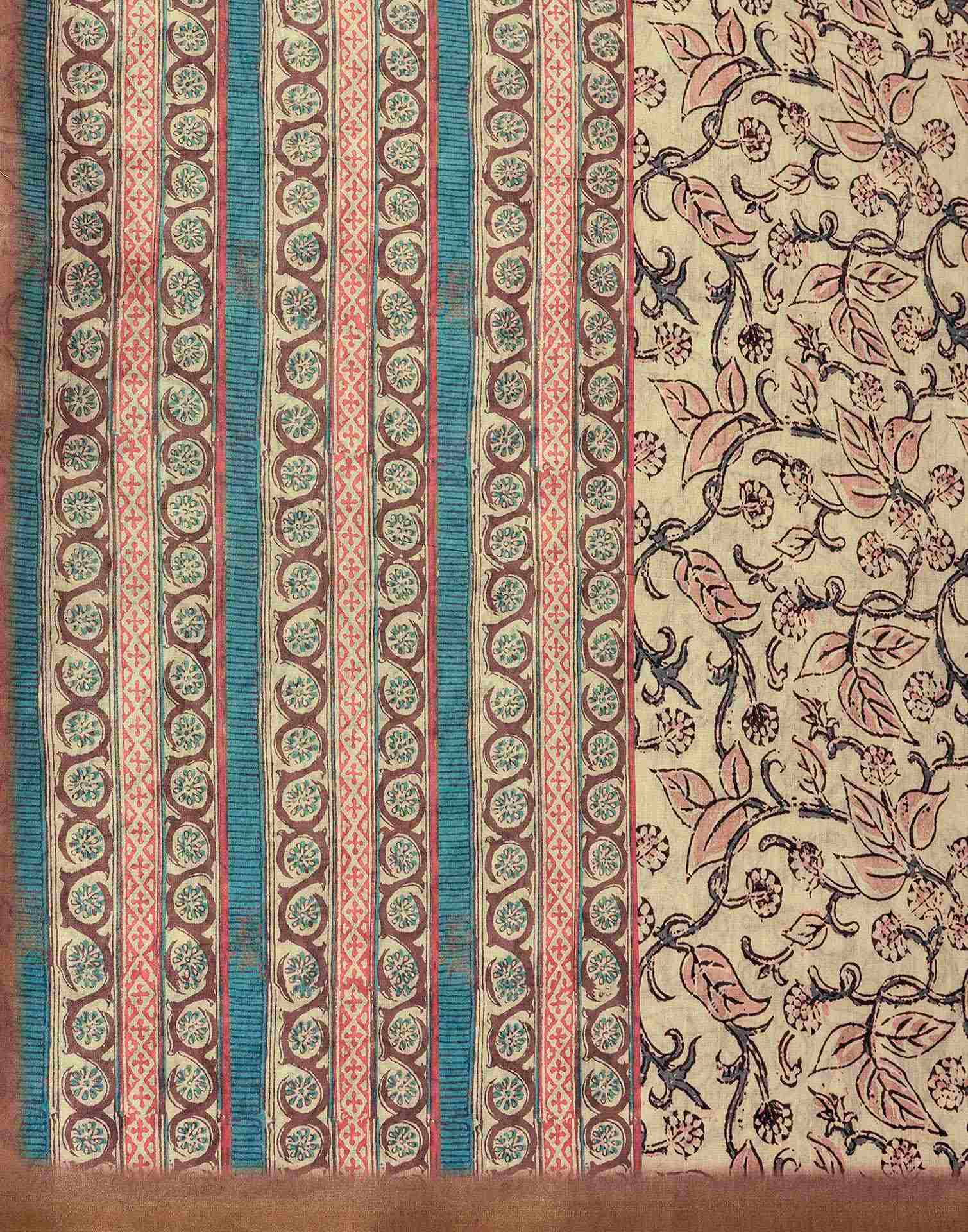Beige Silk Printed Saree