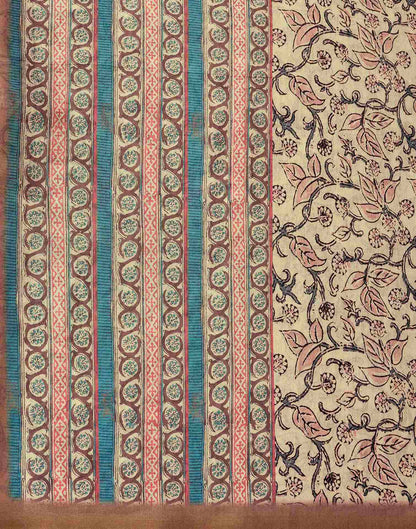 Beige Silk Printed Saree