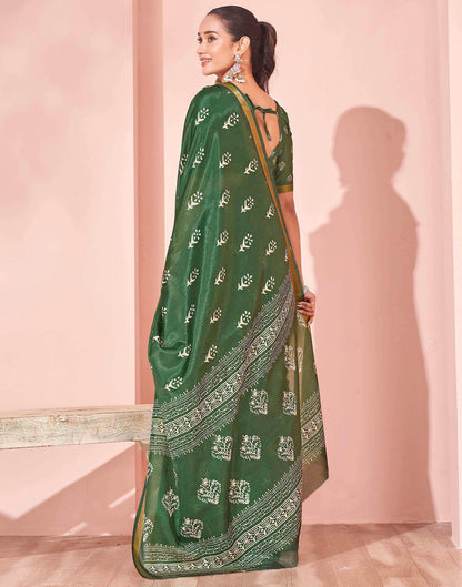 Green Silk Printed Saree