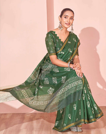 Green Silk Printed Saree