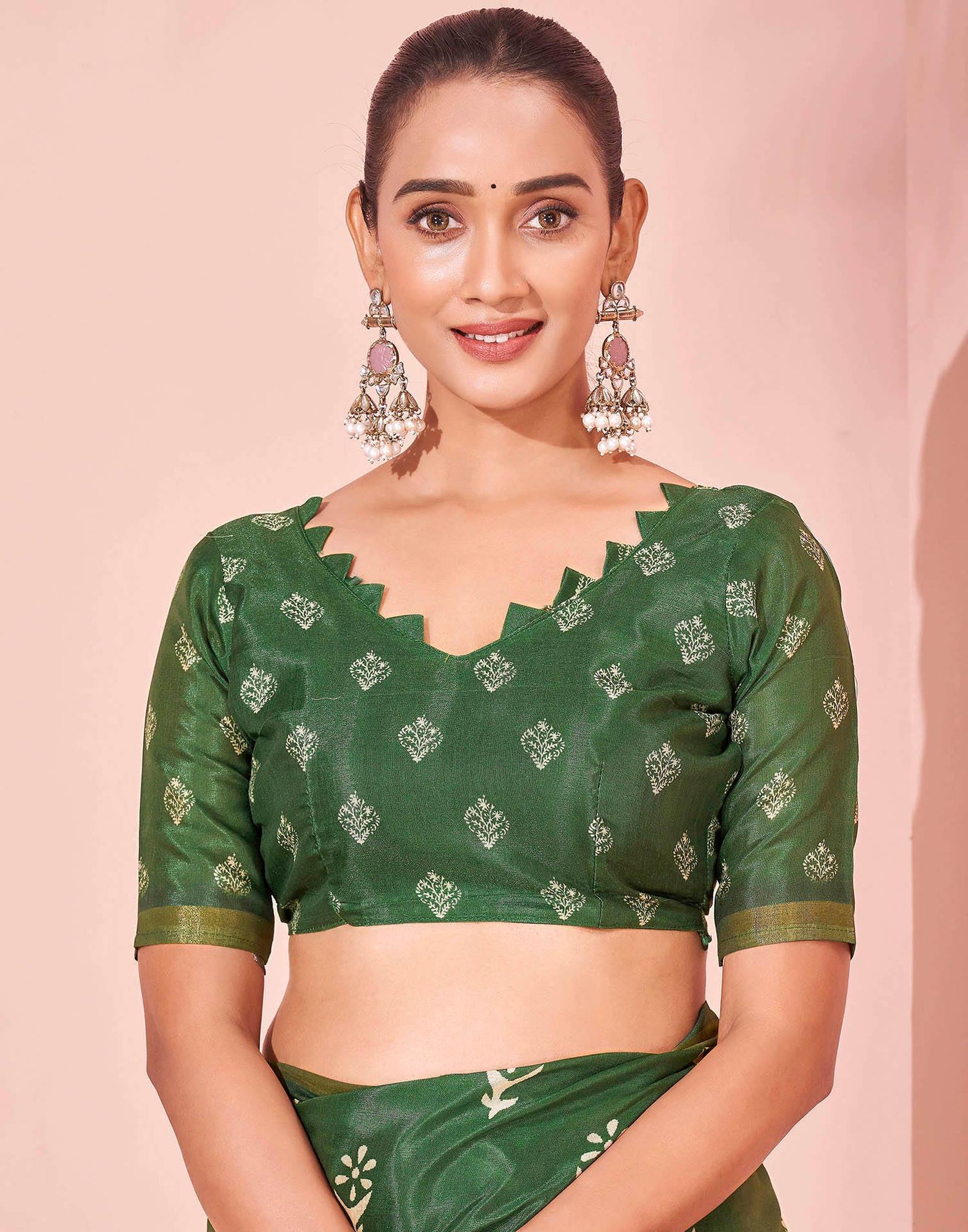 Green Silk Printed Saree