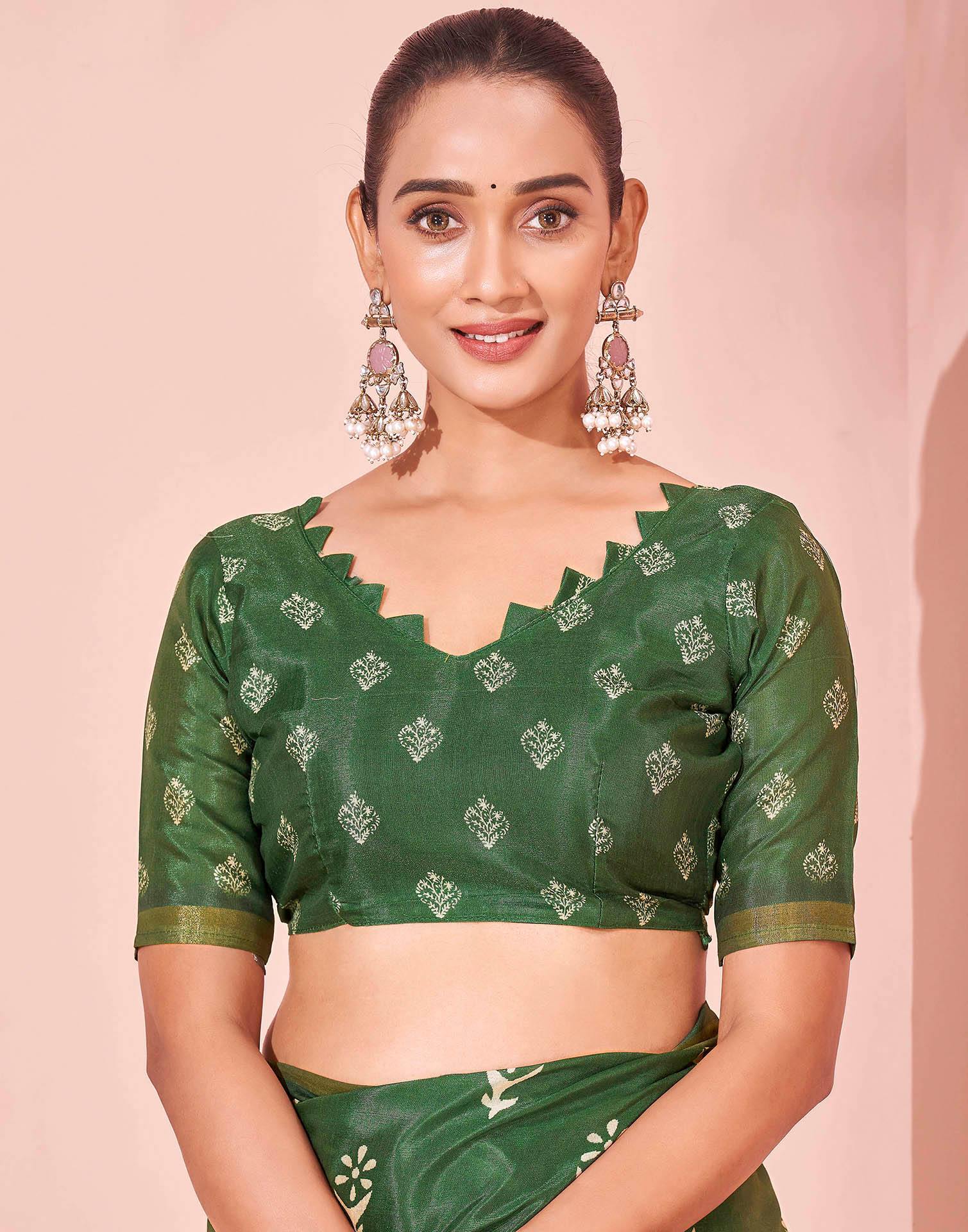 Green Silk Printed Saree