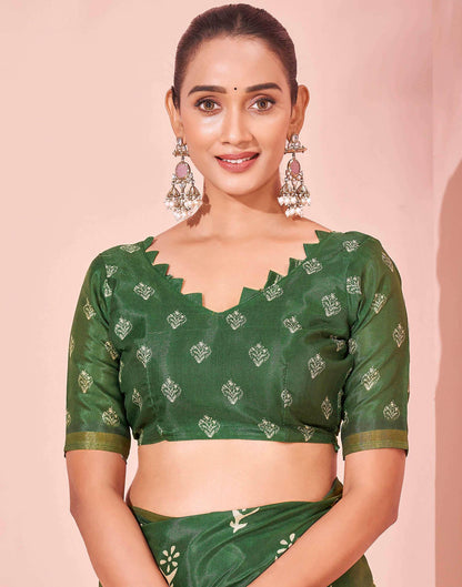 Green Silk Printed Saree