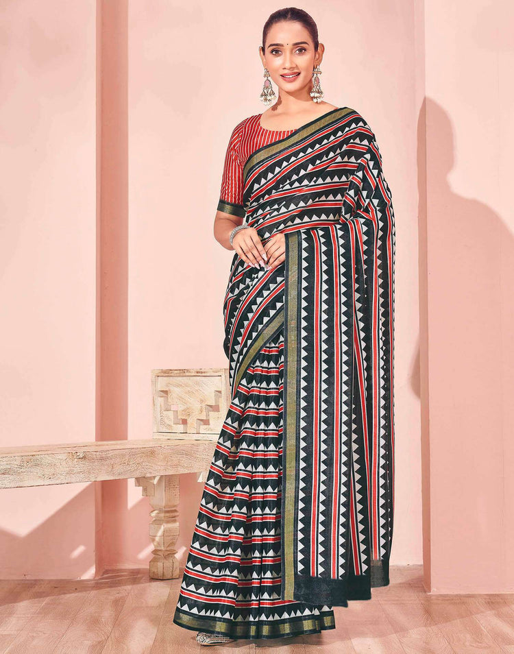 Black Silk Printed Saree