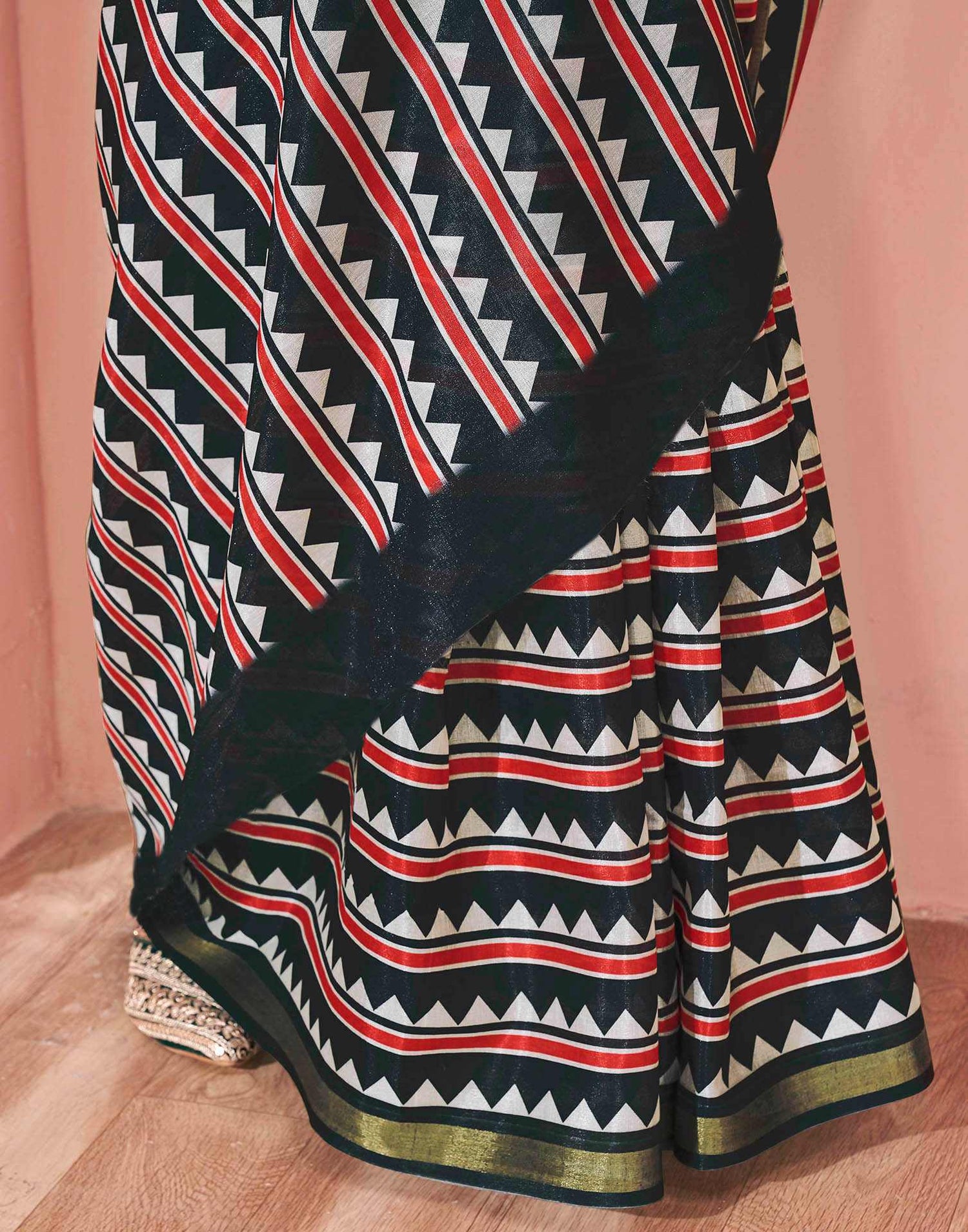 Black Silk Printed Saree