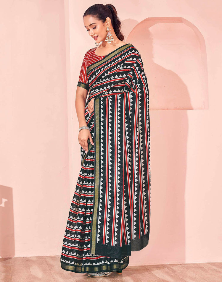 Black Silk Printed Saree