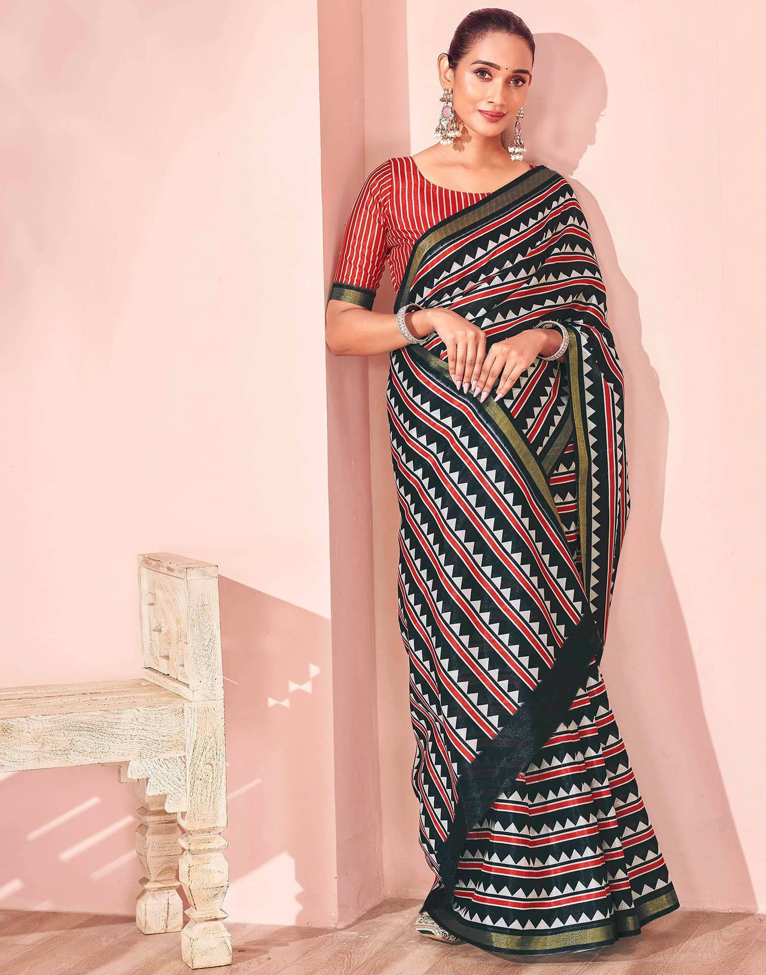 Black Silk Printed Saree