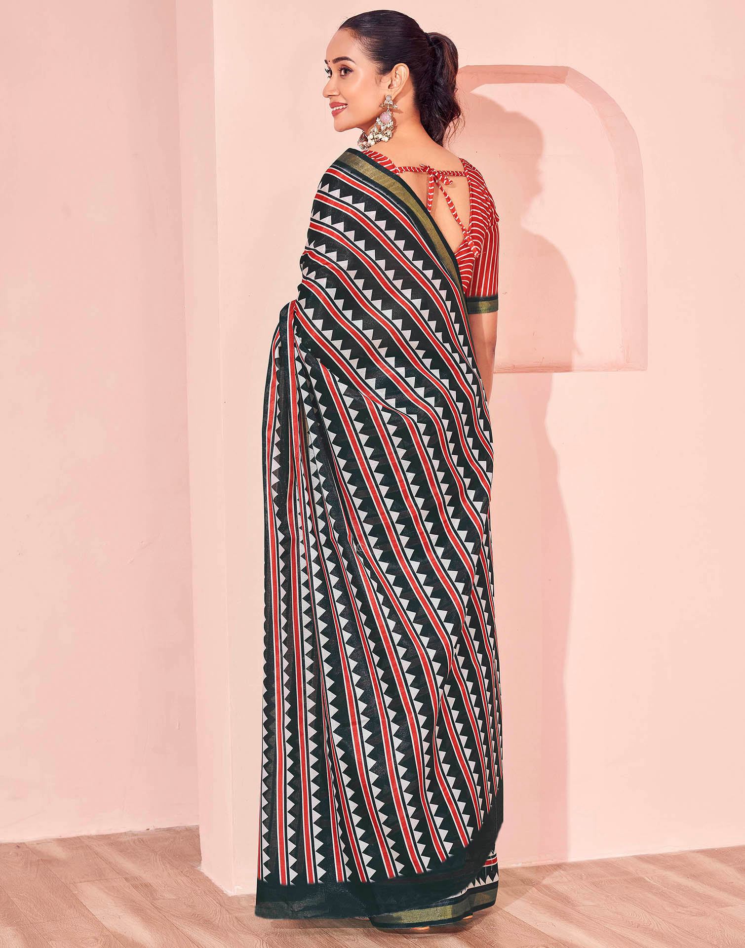 Black Silk Printed Saree