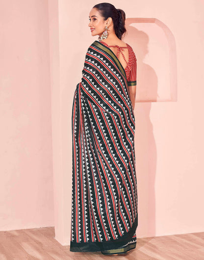 Black Silk Printed Saree