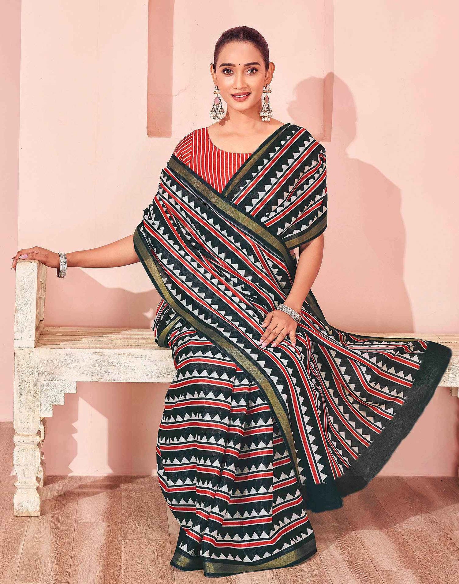 Black Silk Printed Saree