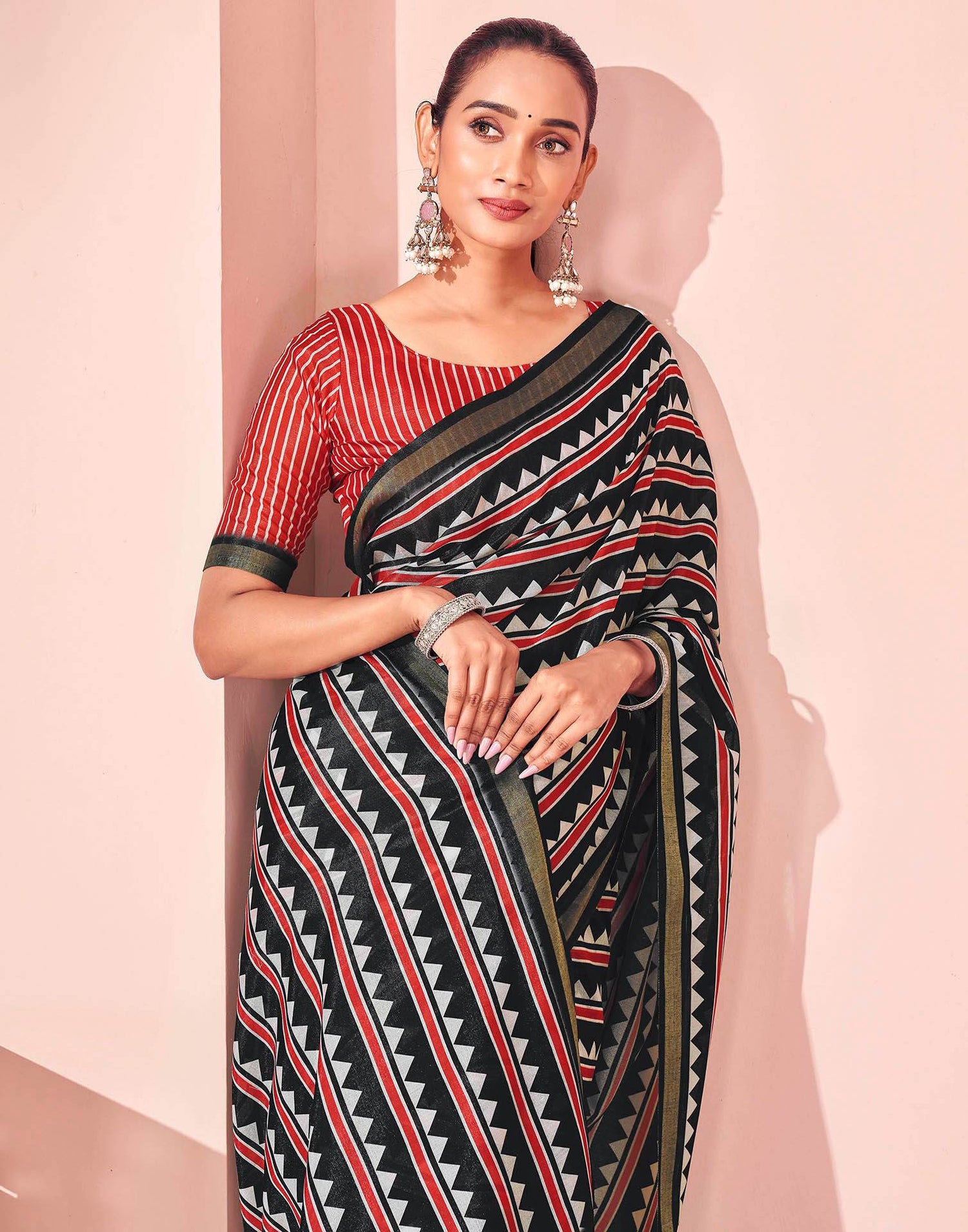 Black Silk Printed Saree