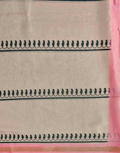 Beige Silk Printed Saree