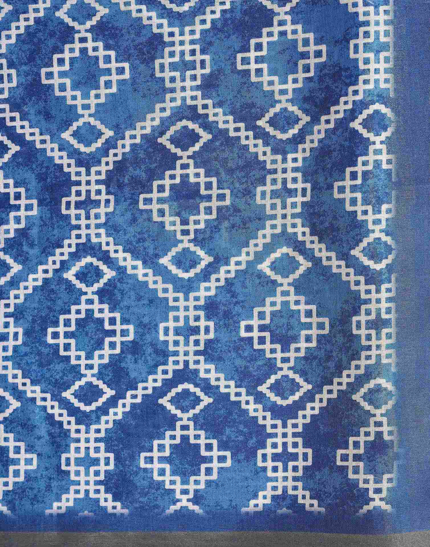 Peacock Blue Silk Printed Saree