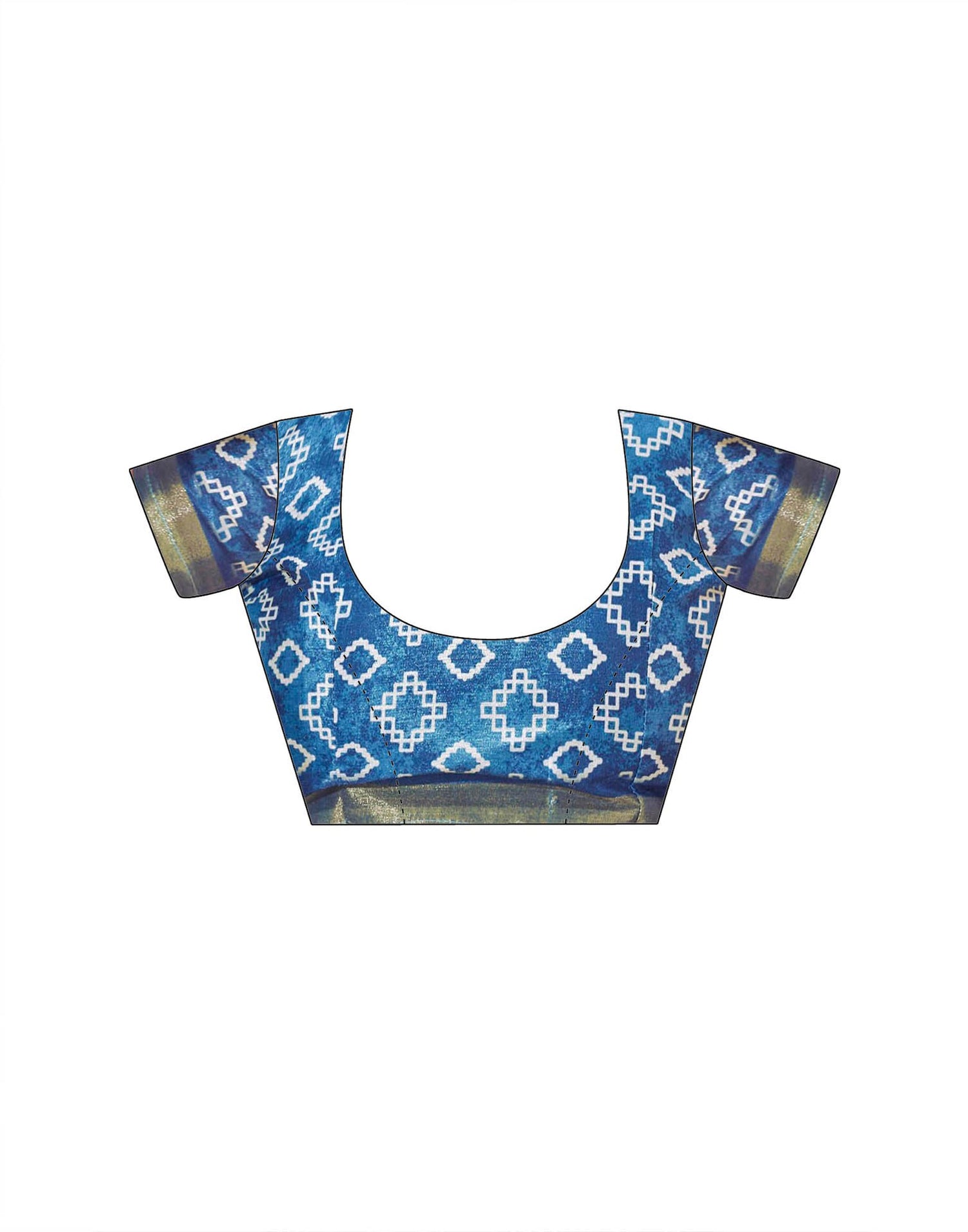 Peacock Blue Silk Printed Saree