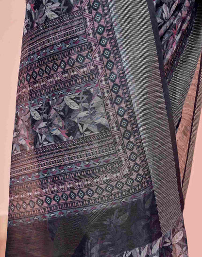 Black Linen Printed Saree
