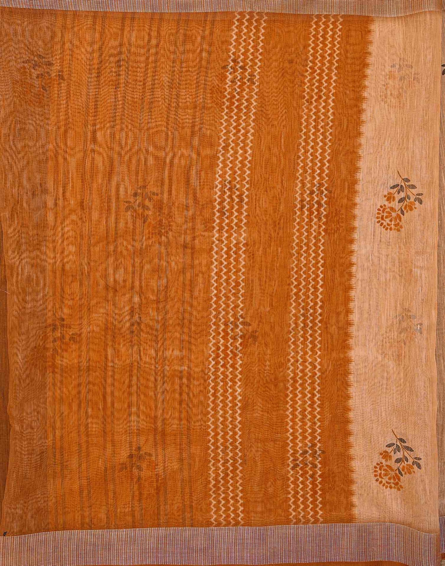 Peach Linen Printed Saree