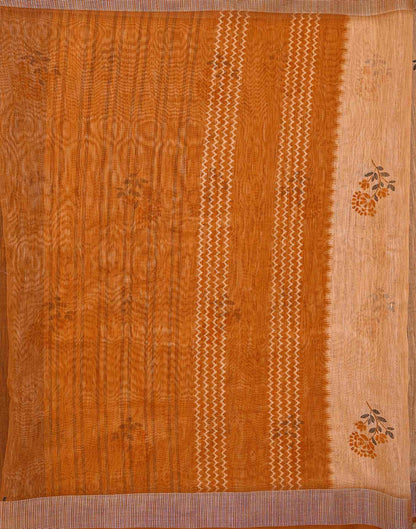 Peach Linen Printed Saree