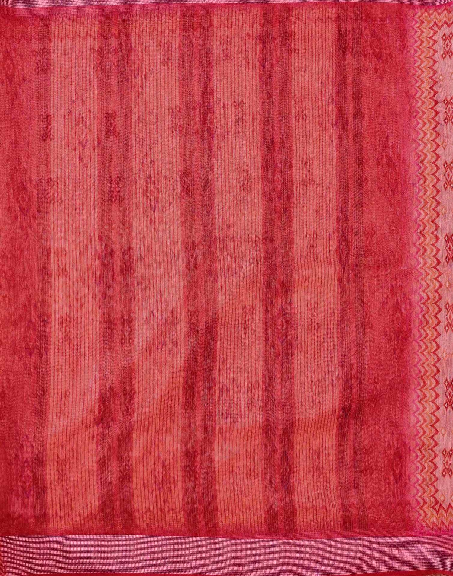 Dusty Peach Linen Printed Saree