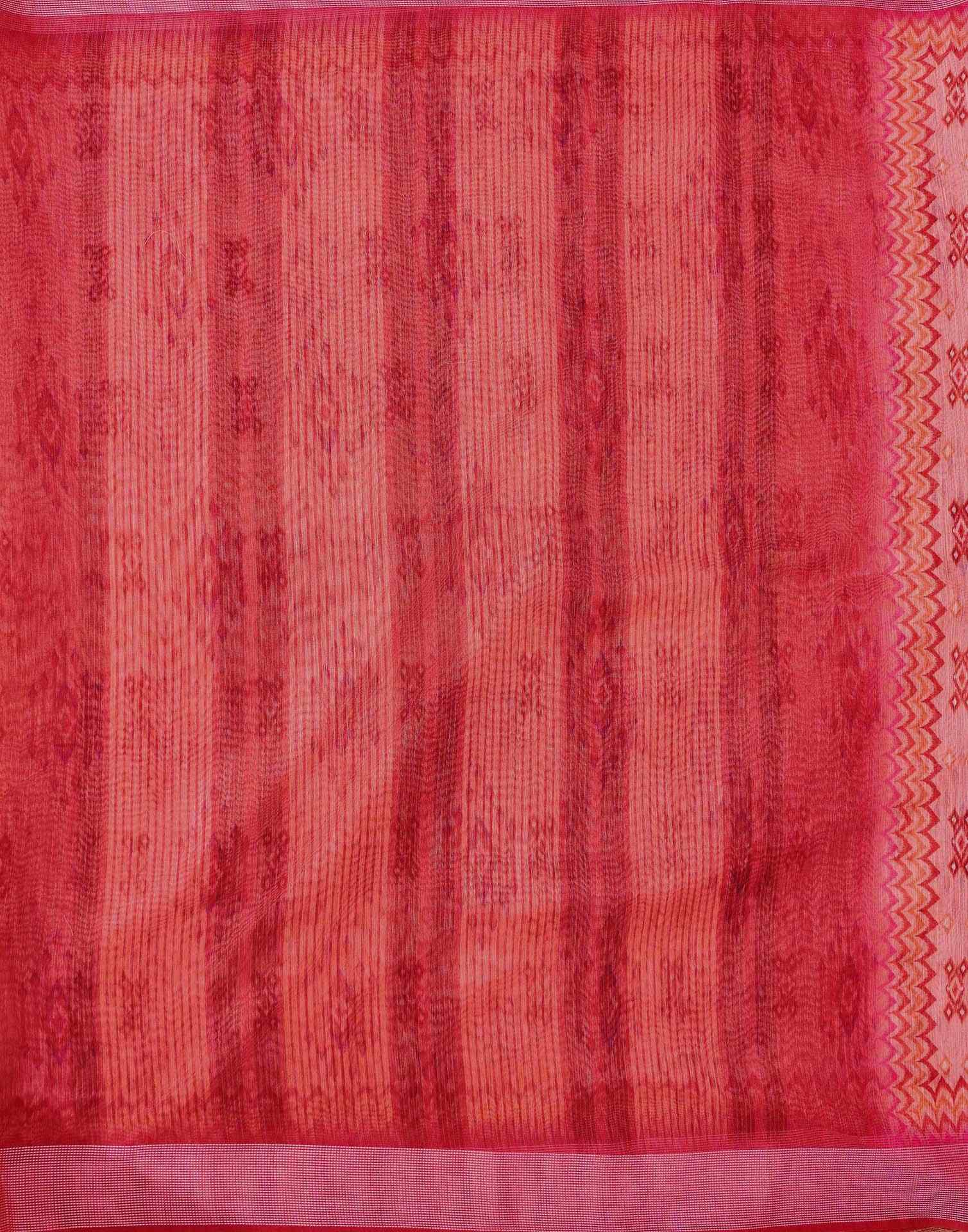Dusty Peach Linen Printed Saree