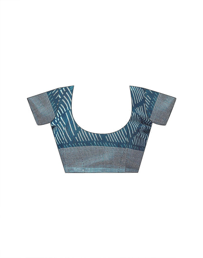 Light Blue Linen Printed Saree