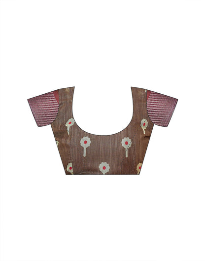 Brown Linen Printed Saree