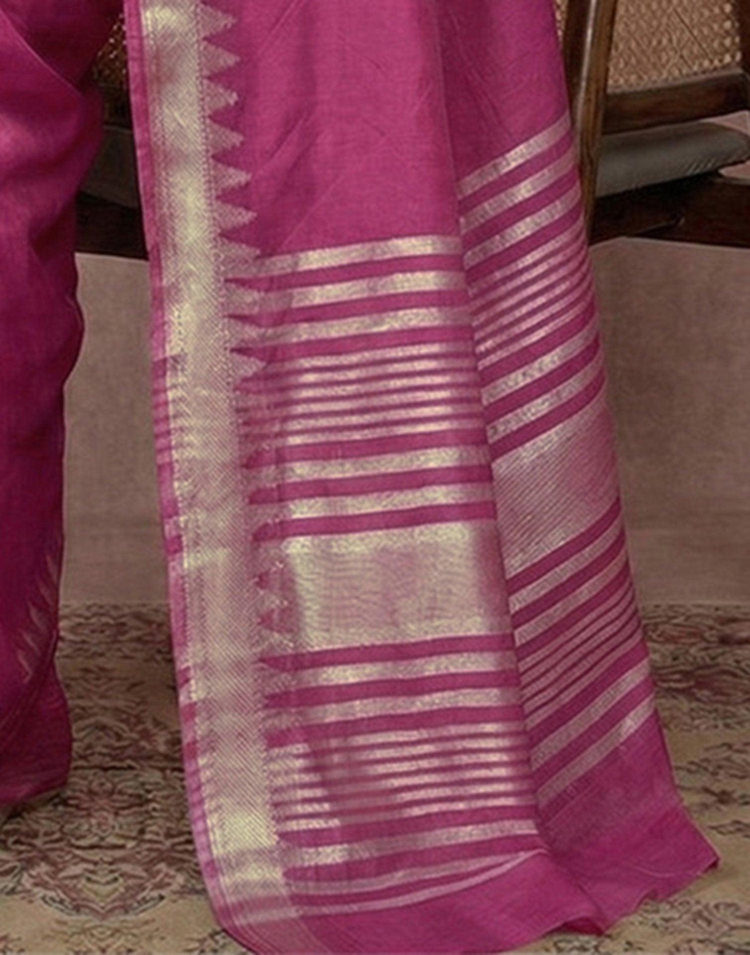 Pink Cotton Silk Woven Border Saree