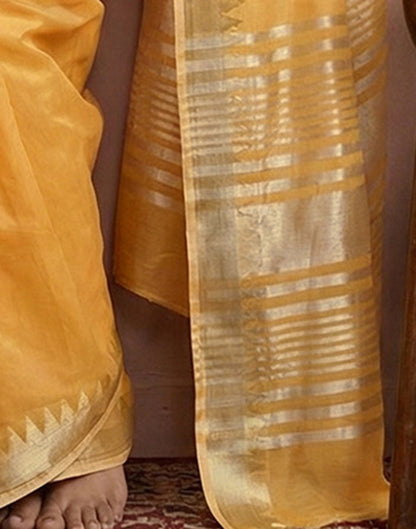 Yellow Cotton Silk Woven Border Saree