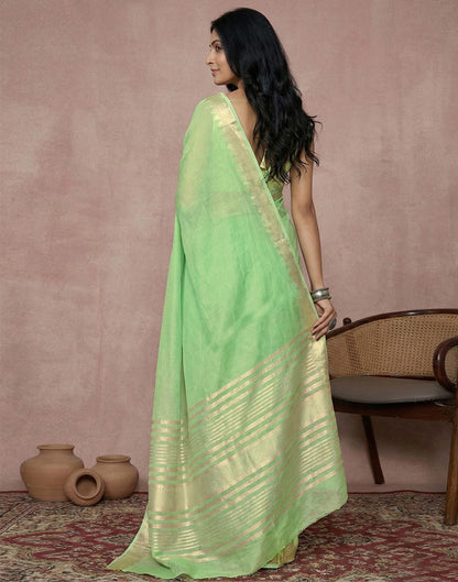 Mint Green Cotton Silk Woven Border Saree