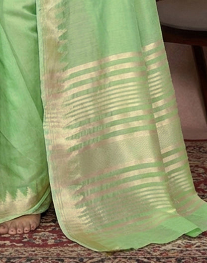Mint Green Cotton Silk Woven Border Saree