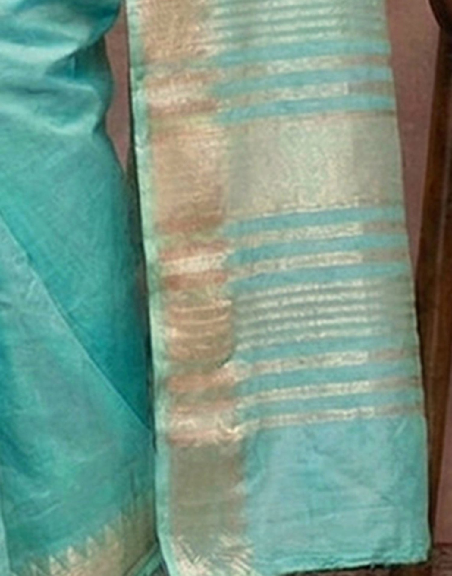 Turquoise Cotton Silk Woven Border Saree