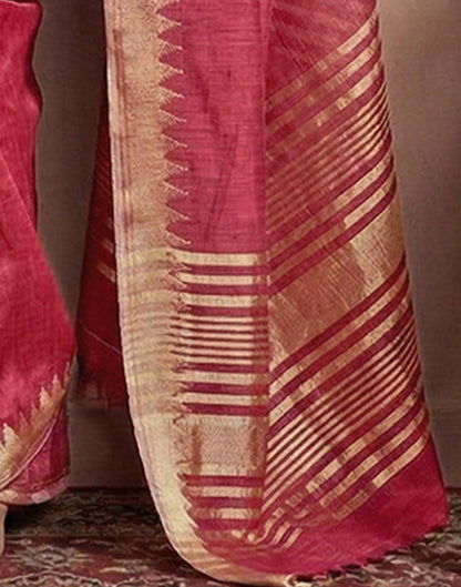 Coral Peach Cotton Silk Woven Border Saree