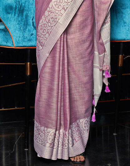 Mauve Cotton Woven Saree