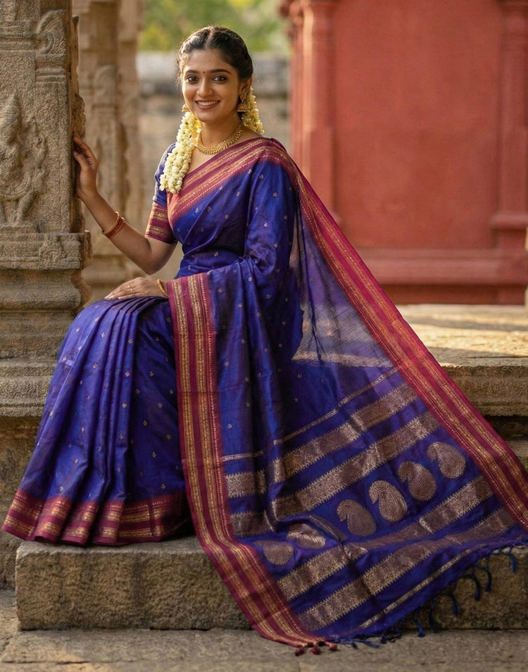 Purple Silk Woven Kanjivaram Saree