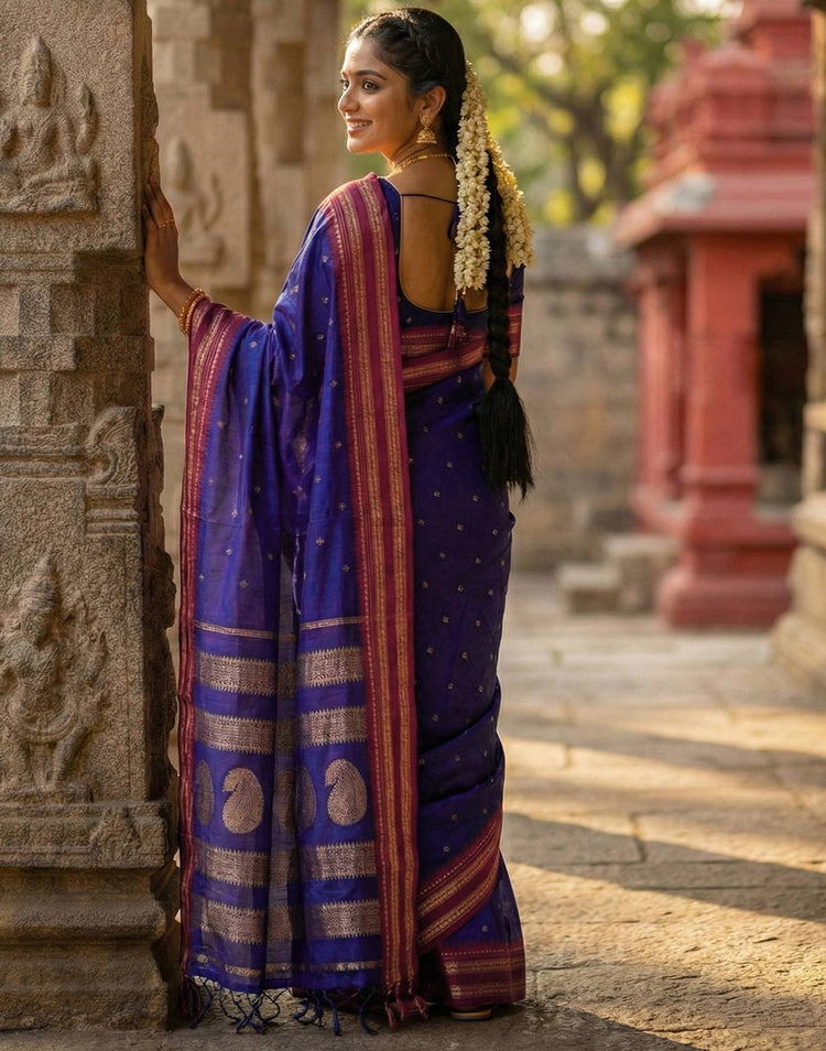 Purple Silk Woven Kanjivaram Saree