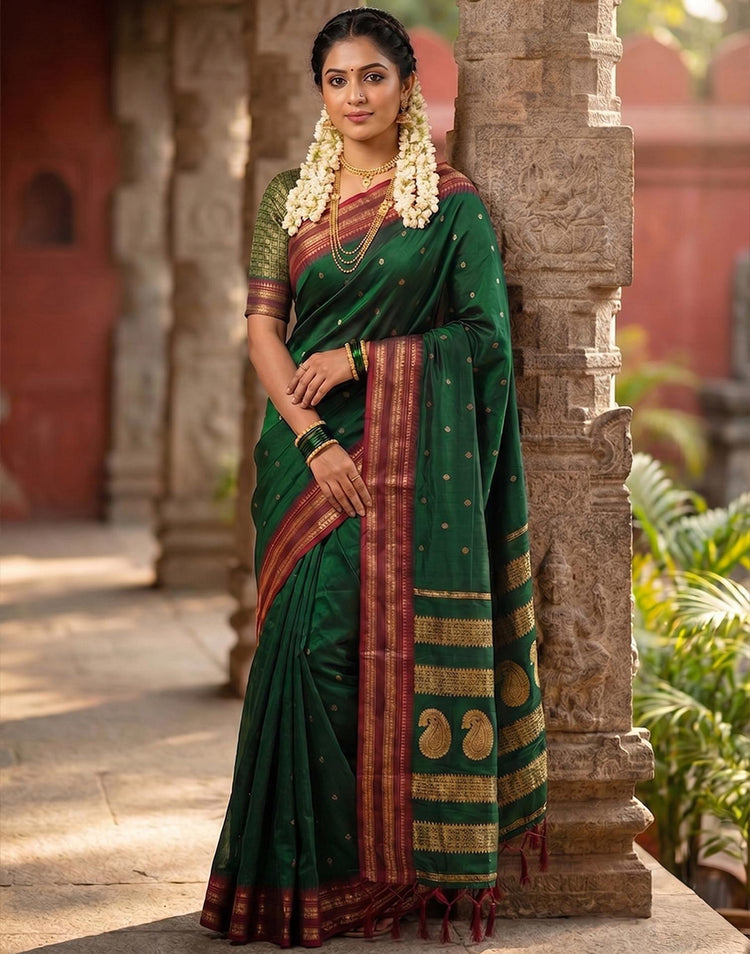 Green Silk Woven Kanjivaram Saree